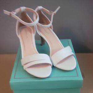 White Ankle Strap Heels